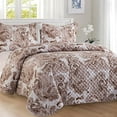 thumbnail image 2 of Elegant Comfort 3-Piece Quilted Bedspread Set, Reversible Floral Paisley Design, Ultra Soft All-Season Coverlet with Pillow Shams, Heavyweight Quilt, California King, Taupe, 2 of 5