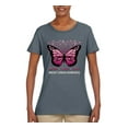 thumbnail image 2 of Wild Bobby Faith Hope Love Butterfly Ribbons Breast Cancer Awareness Women Graphic Tee, Charcoal, Large, 2 of 6