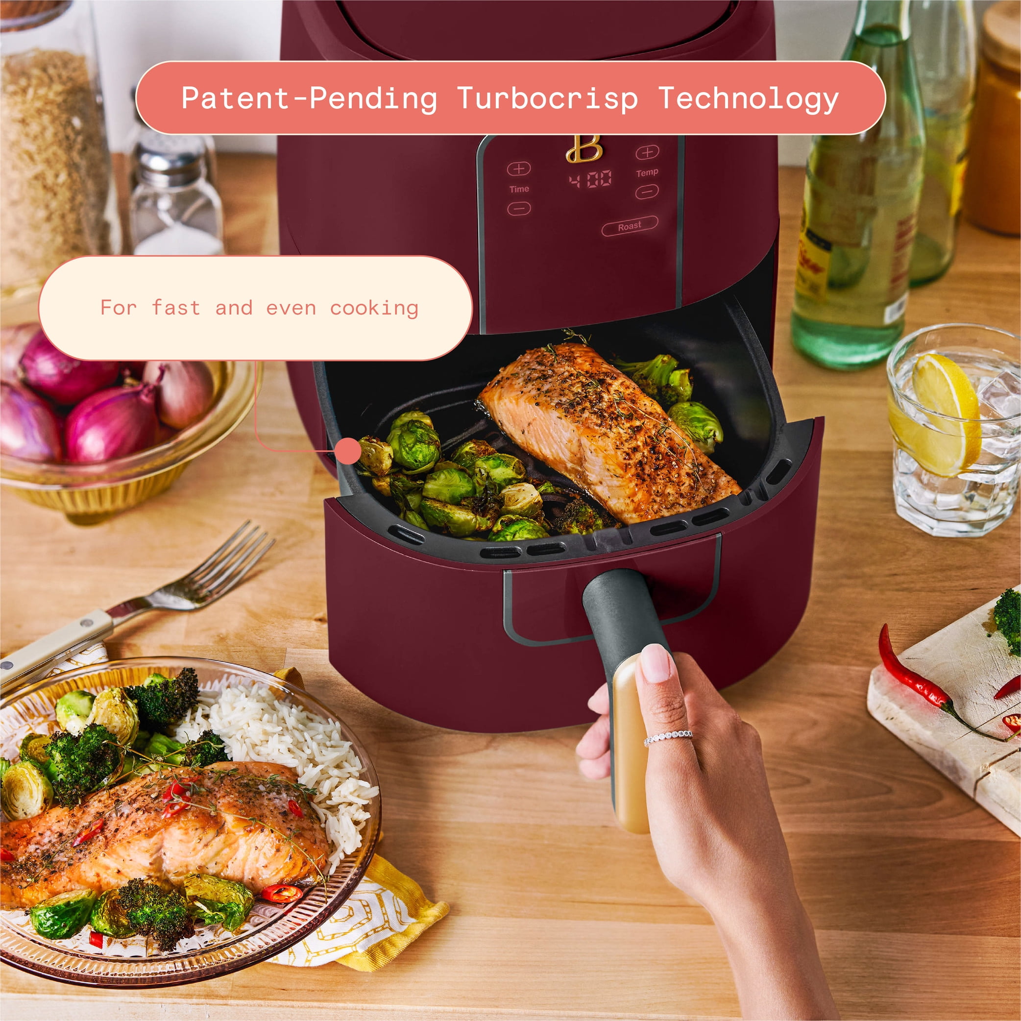 Beautiful 3 Qt Air Fryer with TurboCrisp Technology, White Icing by Drew
