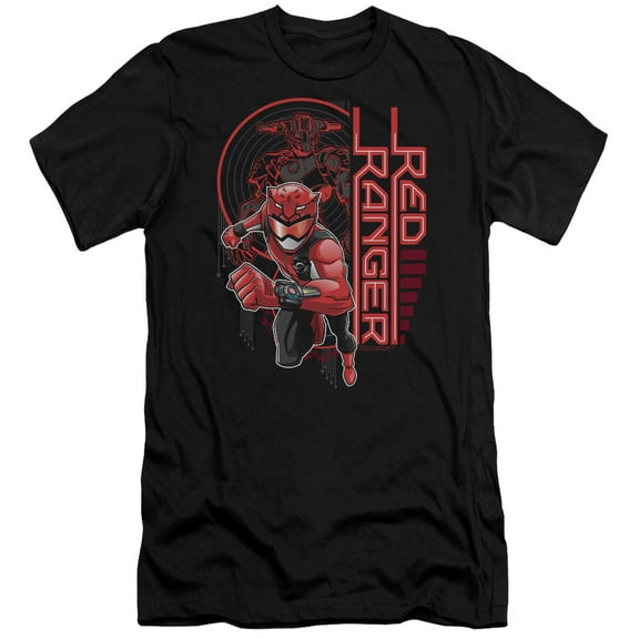Power Rangers Red Ranger Adult 30/1 T-Shirt Black