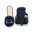 thumbnail image 5 of BLISSFUL STEP Flower Open Toe Slip on Stiletto Heel Slide Sandals for Women Dark Blue 6, 5 of 6
