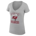 thumbnail image 2 of Women's G-III 4Her by Carl Banks Heather Gray Tampa Bay Buccaneers Super-Slim Fit Lightweight Team Logo Graphic V-Neck, 2 of 5
