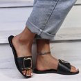 thumbnail image 6 of Wioihee Womens Flat Sandals Fashion Slides Black White Tan Flat Slide Sandals Open Toe One Band Slip on Slippers Comfy Lightweight Casual Sandals for Summer Beach Vacation Black 9.5(43), 6 of 9