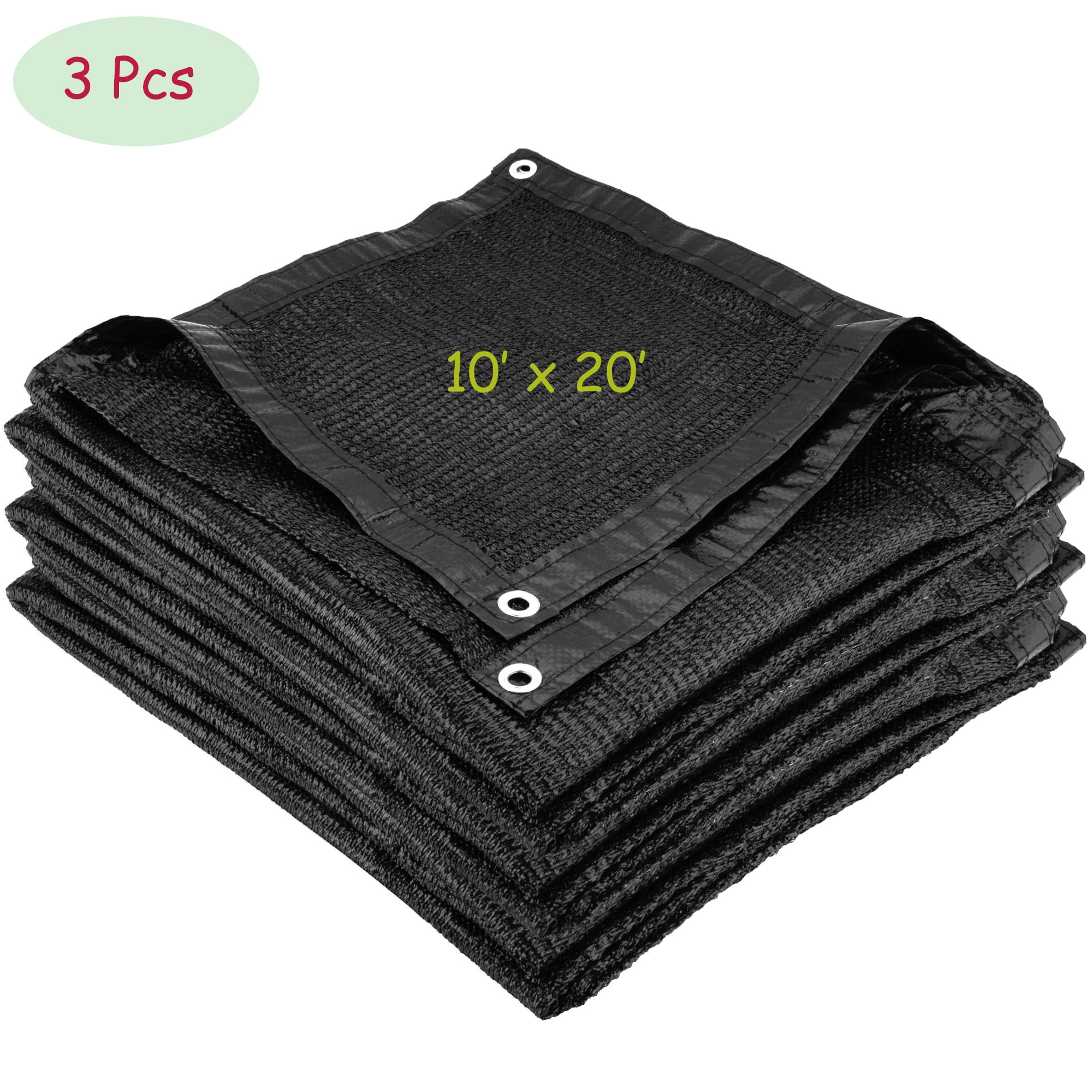 Hengu 3 Pack 10' x 20' Shade Cloth, 60 Sunblock Sun Shade Mesh Net for