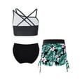 thumbnail image 2 of TiaoBug Kids Girls 3 Piece Tankini Swimsuits Outfits Sleeveless Cami Top Bathing Suit Briefs with Bottoms Beach Swimwear Black-A 6, 2 of 7