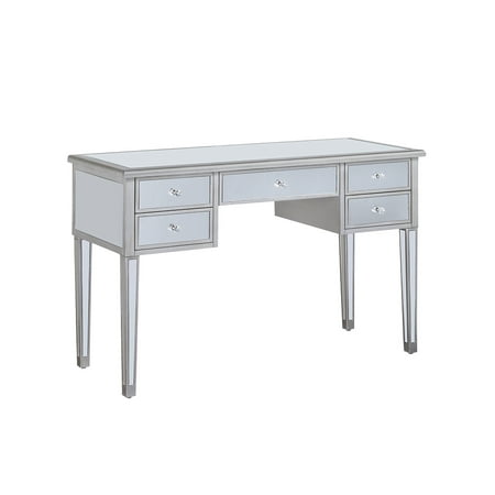 Elia Writing Desk With Mirrored Accents Antique Silver Walmart Com