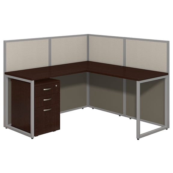 Bush Business Furniture Easy Office 3 Drawer L Computer Desk in Mocha Cherry