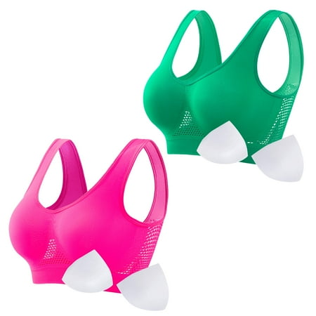 HCURIBAD Wireless Bras  Clearance! 2 Pack Women Seamless Sports Bra Breathable Wireless Up Bra with Pads Yoga Running Fitness Bralettes  Push up Bra Backless Bra Bras for Women Green 4XL