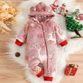 thumbnail image 2 of Staki Baby Girl Onesies Baby Snowsuit Hooded Romper Winter Outfits Girls Cartoon Bear Fleece Jumpsuit 0-3M,6M,9M,12M,15M(Red,12-15 Months), 2 of 7
