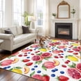 thumbnail image 3 of Summer Fruit Washable Living Room Rugs 5'x8', Watercolor Peach Lemon Blueberry Farmhouse Low Pile Throw Large Area Rug Non-Slip Sturdy Edge Binding Carpet for Living Room Kitchen Office, 3 of 9