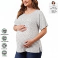 thumbnail image 2 of Women's Plus Size Maternity Tops Clothes Short Sleeve Pregnancy T Shirts Casual Loose Summer Pregnancy Clothes 1X-5X 3 Pack, 2 of 6