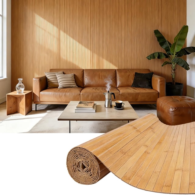 Panel de pared de bambú ULTAC, revestimiento natural para postes, 16 x 240 cm