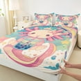 thumbnail image 3 of jejeloiu Wild Salamander Twin Sheet Sets,Blue Milk Tea Twin Fitted Sheet,Rainbow Stars Axolotl Flat Sheet For Boys Kids,Super Cozy Room Decor,3-Piece, 3 of 7