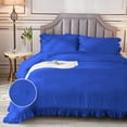 thumbnail image 3 of 5 Piece Luxury Vintage Ruffle Pattern Comforter By D.N.G. BEDDINGS Set Premium Super Soft, All Season, 800 Thread Count 100% Egyptian Cotton Oversized Super King Size Royal Blue Color, 3 of 8