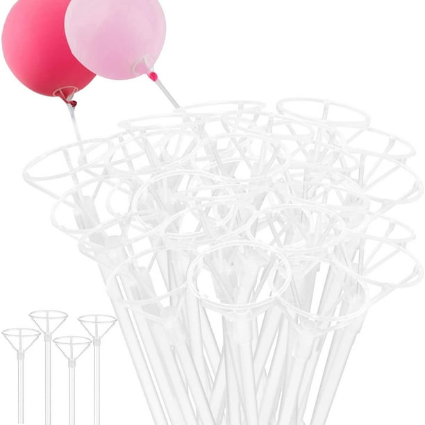 50 piezas de palitos de globo transparentes de 15,7 pulgadas de largo, porta globos reutilizables con vasos para globos grandes Bobo, decoración de regalo de fiesta de cumpleaños y aniversario de bod
