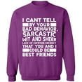 thumbnail image 2 of OXI Crewneck Sweatshirt - Bad Behavior Sarcastic, Basic Casual Sweatshirts for Men's and Women Fleece Sweatshirt Long Sleeve - Purple X-Large, 2 of 2