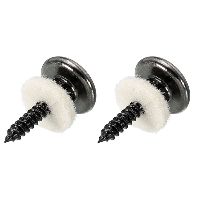 Unique Bargains Guitar Strap Button Buckle Lock Metal Small End Pins Sets Black with White Felt Washer for Guitar, 2 Set