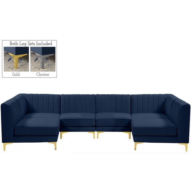 Meridian Furniture Alina Navy Velvet Modular Sectional