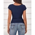 thumbnail image 6 of BTFBM Women Short Sleeve Tops Square Neck Ribbed Knit Basic Tee Shirt Y2K Casual Summer Clothes Spring Outfits, 6 of 8