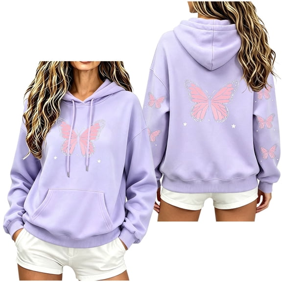 Hurxie Women's Graphic Hoodies Print Drawstring Long Sleeve Pocket Sweatshirt Pullover Tops