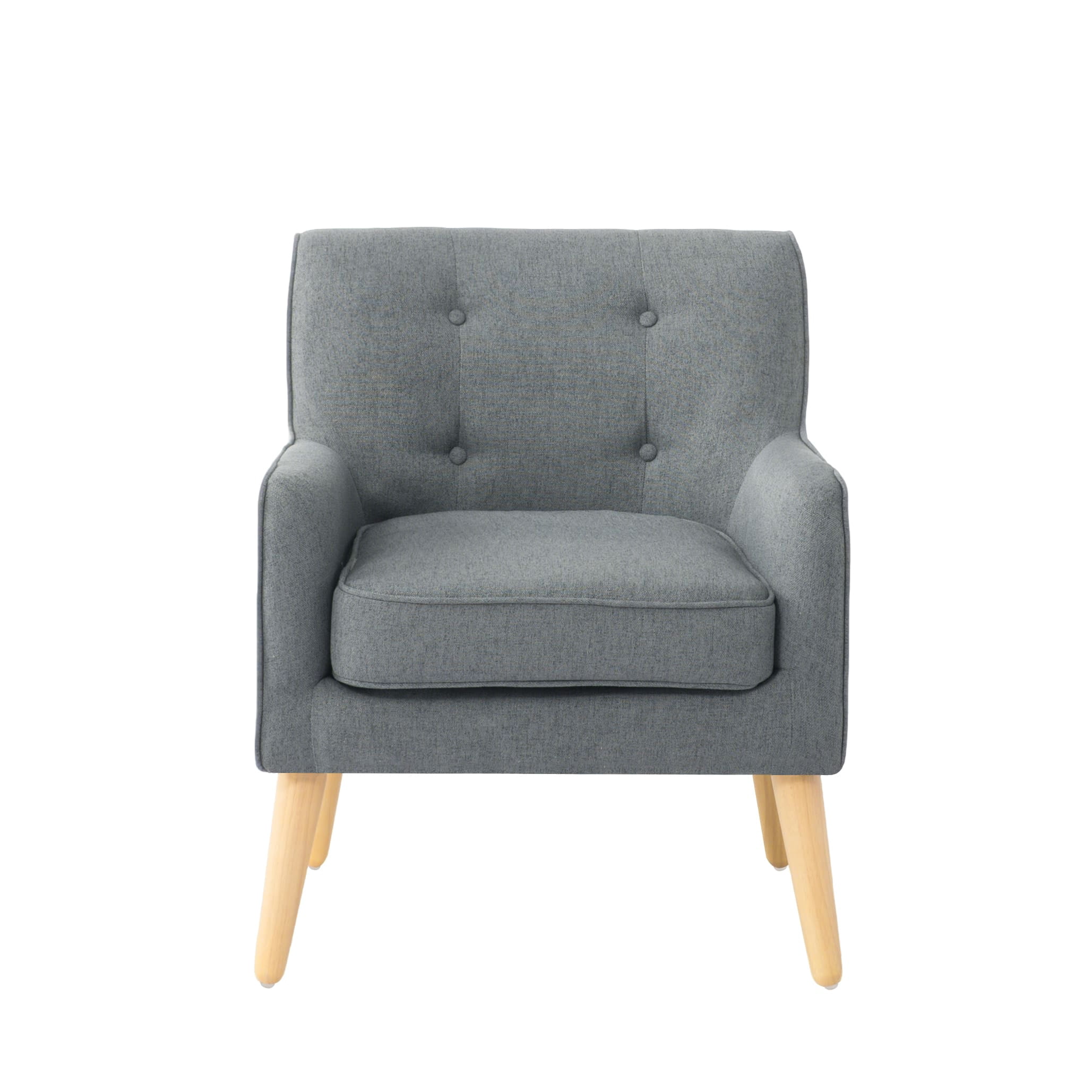 Gewnee 24.41" Linen Upholstered Accent Chair Solid Wood Frame for Living Room Bedroom Dark Grey