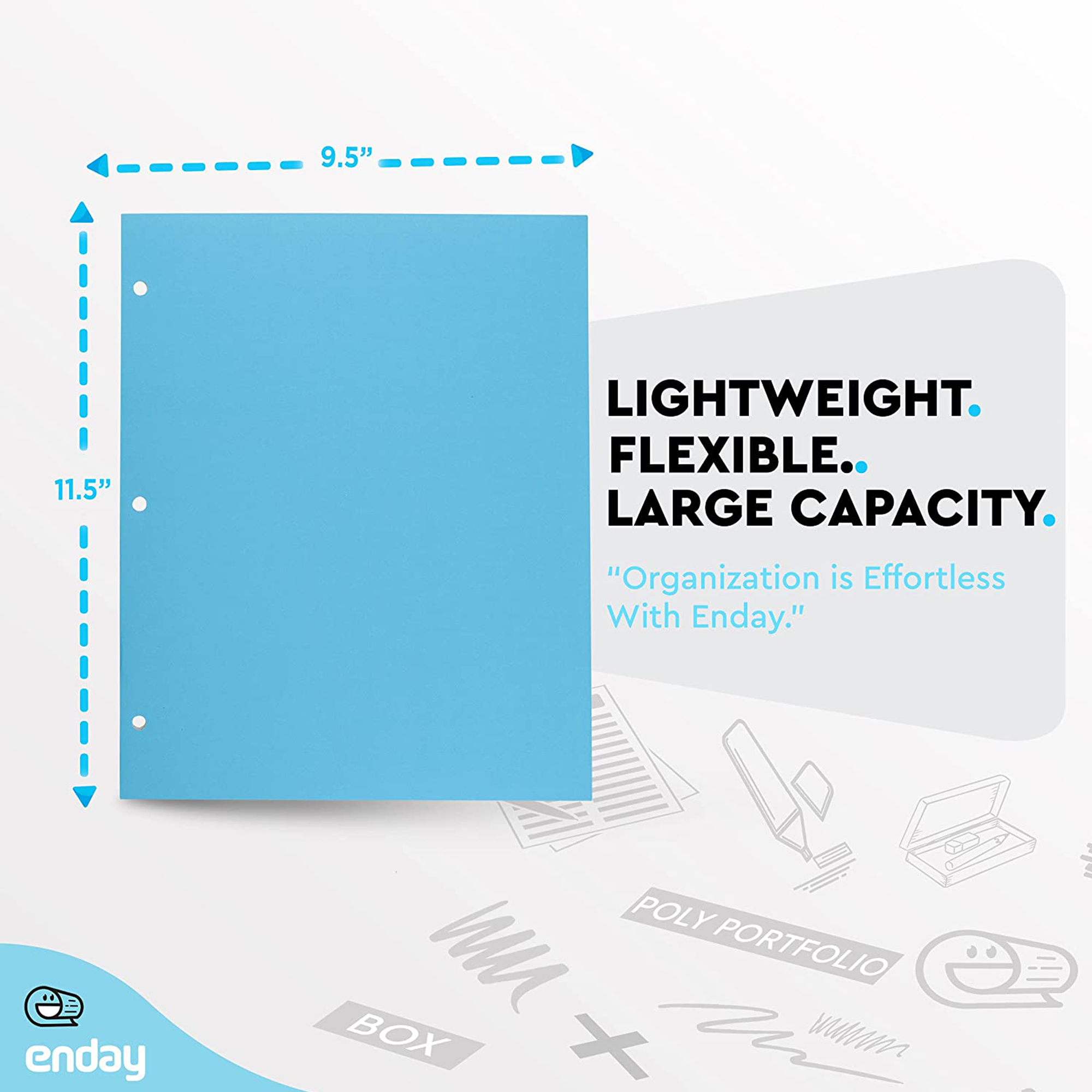 Enday Letter Size File Folders with 2 Pockets, Paper, Multicolor 24 Pcs