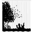 thumbnail image 3 of Ambesonne Black and White Shower Curtain, Girl with Bike, 69"Wx75"L, Black and White, 3 of 3