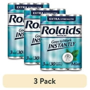 (3 pack) Rolaids Extra Strength Chewable Antacid Tablets for Acid Indigestion and Heartburn, Mint, 3x10 Count