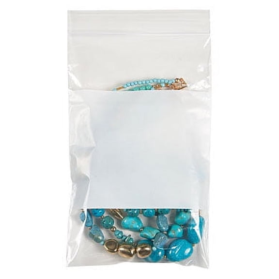 SSWBasics Resealable 5 x 8 inch Clear Plastic Bags With White Block - Case of 100- Versatile Multiuse 5x8  Ziplock Bags for Snacks  Crafts  and Storage