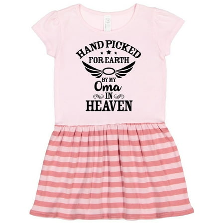 

Inktastic Handpicked for Earth By My Oma in Heaven with Angel Wings Gift Toddler Girl Dress