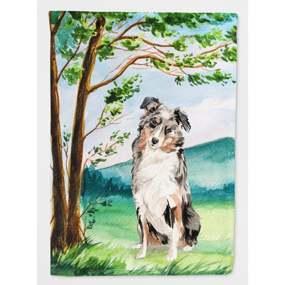 Under the Tree Australian Shepherd Flag Canvas House Size