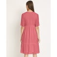 thumbnail image 4 of Moomaya Solid Tiered Dress For Women, Short Sleeve Chiffon Swing Dress, 4 of 8