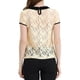 thumbnail image 3 of BLUSA DE ENCANTO PARA MUJER CON CUELLO PETER PAN EN CONTRASTE Y MANGAS CORTAS DE LACE TRANSPARENTE S BEIGE, 3 of 6