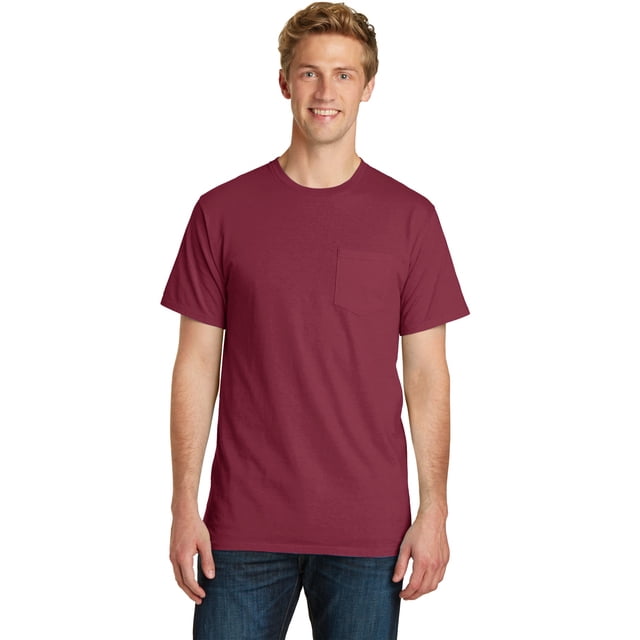 Camiseta con bolsillo te?ida con pigmentos de Port & Company?. PC099P Merlot L Puerto & Compa??a PC099P