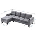 thumbnail image 4 of Grey L Shape Sectional With Storage Chaise And Cup Holders - Velvet Upholstery, Thick Foam Cushions, 4, 154 Lbs Weight Capacity Modern 4 In Holders, Foam, Living Room Furniture, 4 of 6