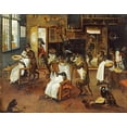 thumbnail image 2 of Van Kessel, Jan 32x26 Black Ornate Wood Framed with Double Matting Museum Art Print Titled - A Singerie: Monkey Barbers Serving Cats, 2 of 4