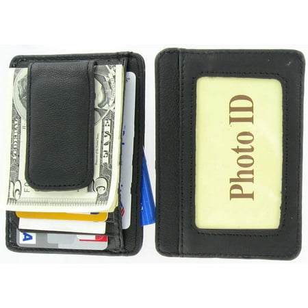 Mens Leather Wallet Money Clip Credit Card ID Holder Front Pocket Thin Slim