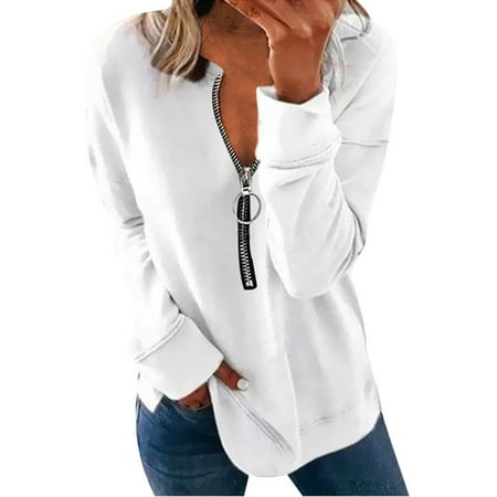 

Spring Casual Clothes for Women Long Sleeve Shirts Tunic Tops for Party Travel Holiday Vacation M White