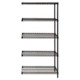 Quantum Storage AD74-1848BK-5 Black Wire Shelving 5-Shelf Add-On Unit - 18 x 48 x 74 in.