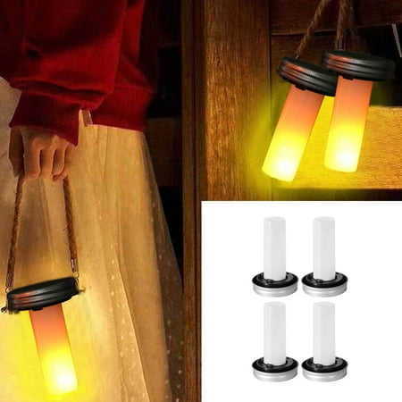 

Mason Jar Lights 4 Pcs Solar Mason Jar Lids Lights For Jars Flame Flickering Garden Wedding Patio Home Decoration Lights For Regular Mouth