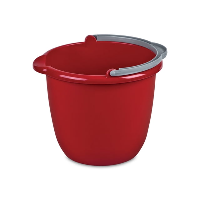Sterilite Grand Seau à Bec Verseur Facile de 10 Qt avec Poignée à Prise Confortable, Rouge (Lot de 12)