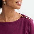 thumbnail image 3 of Women's Croft & Barrow® 3/4-Sleeve Button Shoulder Top Color: Madeira Berry Size: X LARGE, 3 of 4
