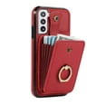 thumbnail image 5 of for Samsung Galaxy S22 Wallet Case with Card Holder, PU Leather Case with Ring Holder Kickstand, Snap Button Card Slots Case for Women Men for S22 with Crossbody Strap - Red, 5 of 7