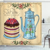 Ambesonne Tea Shower Curtain, Secret of Cosiness Words Cake, 69"Wx84"L, Multicolor