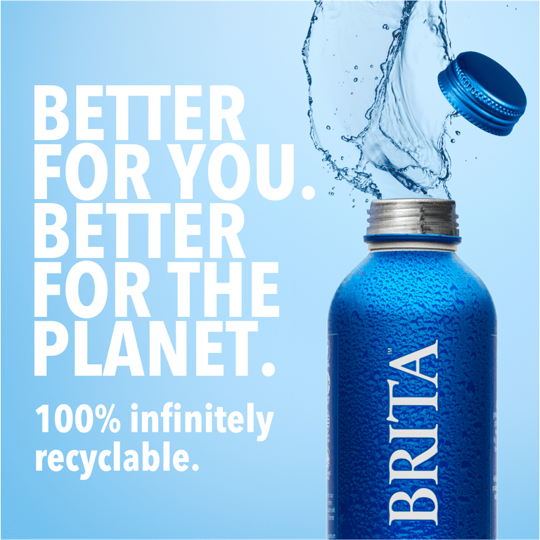 Brita Water, 18 Fl Oz (6 Pack), Premium Purified Still Bottled Water,  Infinitely Recyclable Aluminum Bottle, Refillable Water Bottles, Filtered  Water, BPA Free. 