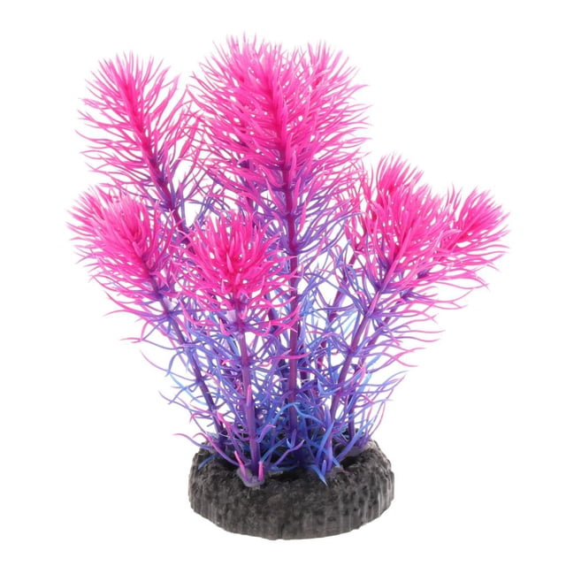 Paisajismo de acuario con plantas acuáticas de plástico, decoración 5 Rosado