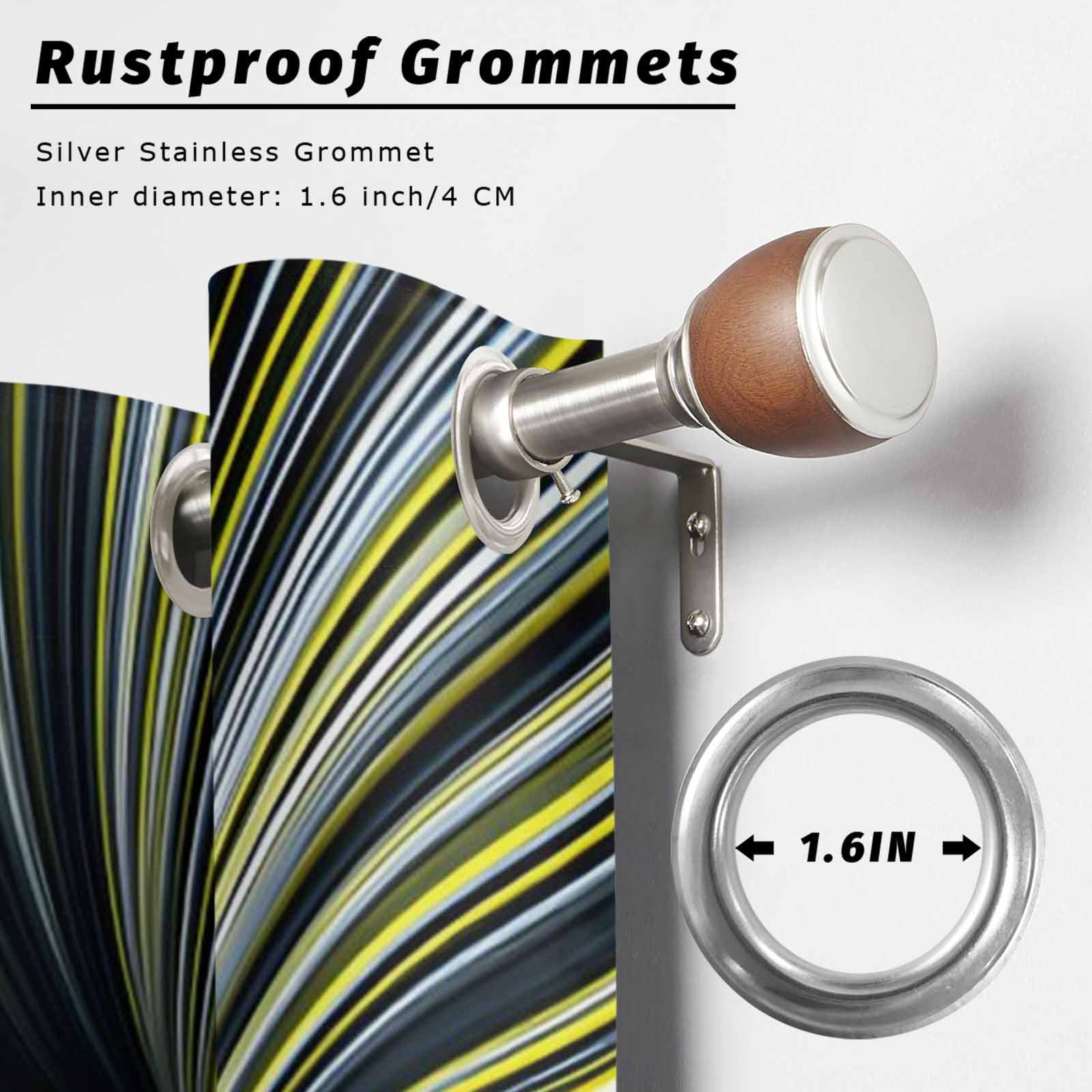 Abstract Outdoor Curtains for Patio, Lemon Yellow White Linear Warp Optical Tunnel Concentric Line Sunshade Privacy Drapes Grommet Waterproof Outside Curtains for Porch Balcony 54"x108", 1 Panel