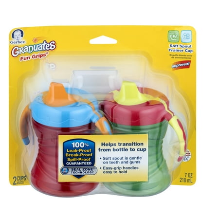 Gerber Graduates 7 Oz. Fun Grips Cups, 2 Pack