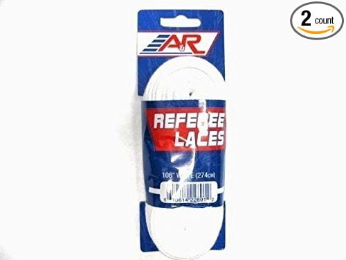 84"-120" A&R 2 Pack Hockey Referee NON-WAXED Skate Laces Solid White 2 Pairs 