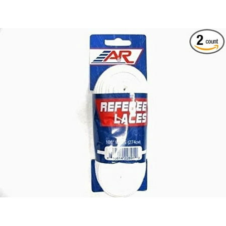 New A&R 2 pk 4 Laces Hockey Referee Official Solid White Waxed Skate Laces 108
